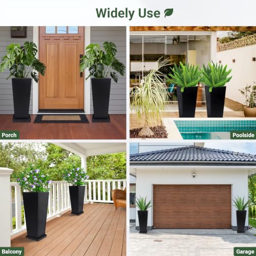 26" Metal Tall Outdoor Planters Set of 2 (26" H)