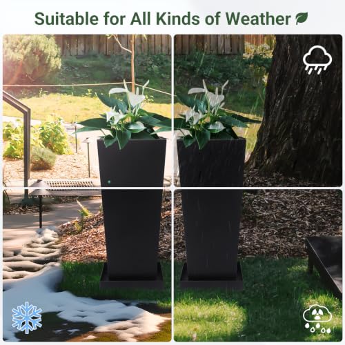 26" Metal Tall Outdoor Planters Set of 2 (26" H)