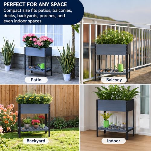 Raised Garden Bed with Metal Legs (Gray / W31x D15x H31in)