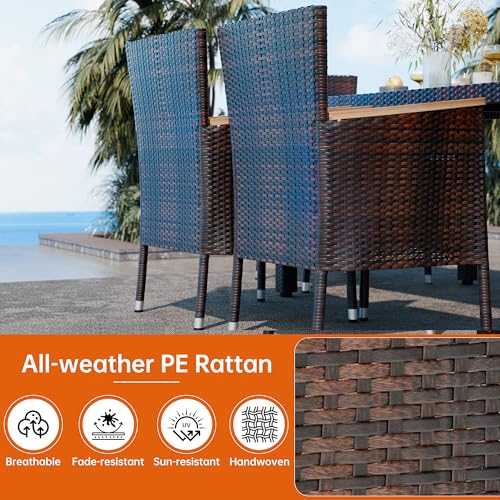 7 PCS Wicker Patio Dining Set (Brown / 7 Pieces)