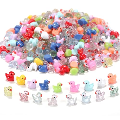 170 Pcs Mini Ducks Tiny Resin Ducks Glitter Little Animals Figurines Bulk for Micro Landscape Aquarium Ornaments Kit Dollhouse Decor Crafts Garden Accessories (Ducks / 170 Pcs)