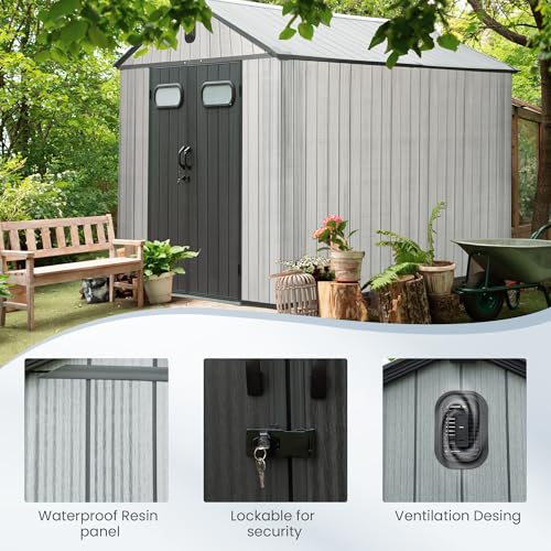 Domi 8x16 FT Resin Outdoor Storage Shed (8x16FT)
