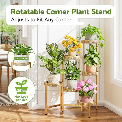 6 Tiered Plant Stand Indoor for Multiple Large Planter (GoldWave / 6-tiers)