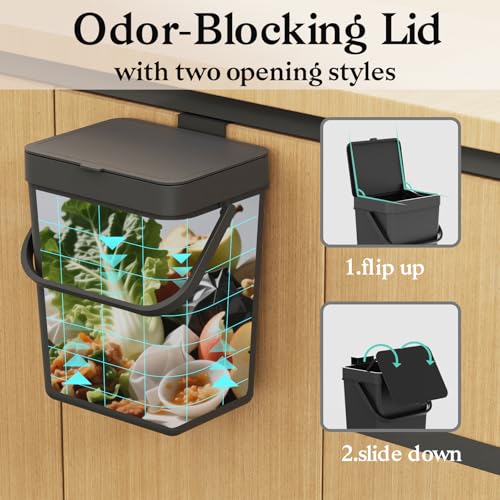 Countertop Compost Bin (Black / 5L-Slide)
