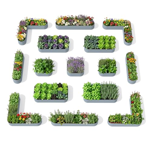 15 Pack Galvanized Raised Garden Beds (Gray / Set of 15)