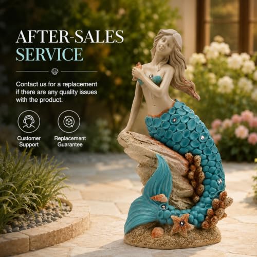 Magical Solar Mermaid Garden Statue Figurine (Green)