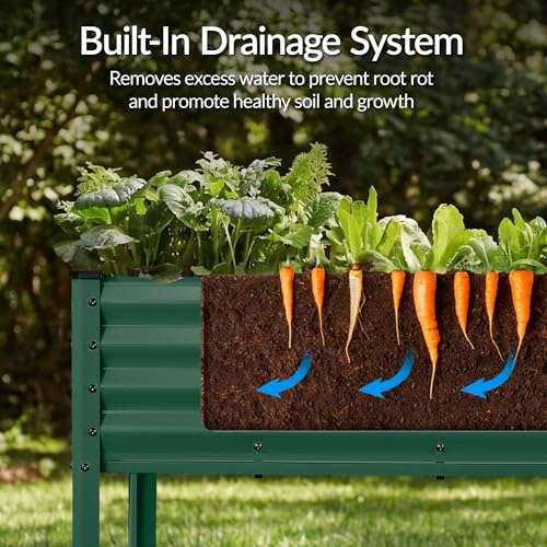 72x24x30in Non Toxic Galvanized Raised Garden Bed (72x24x30in / Dark Green)
