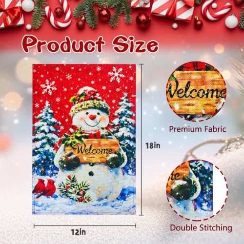 12×18 Christmas Snowman Garden Flag (Red / 12×18inch)