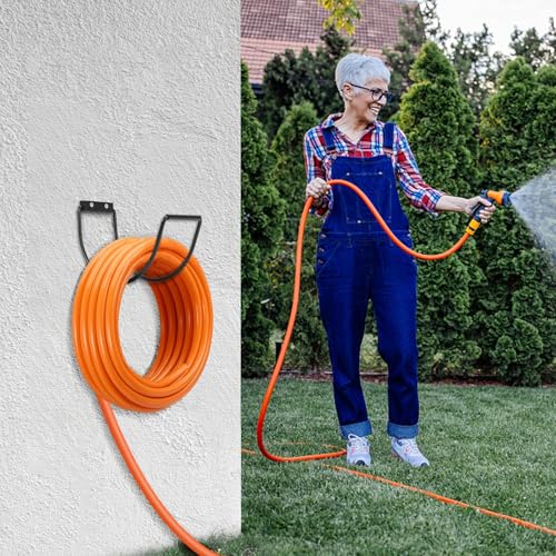 Garden Hose Holder Water Hose Hanger Wall Mounted (Black-1)