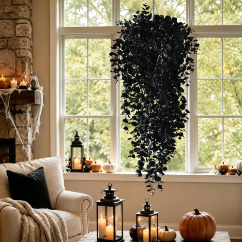 4Pcs Artificial Hanging Plants (Black Ivy / 4Pcs Plants)