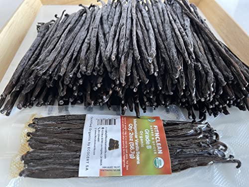 2oz Grade B Organic Madagascar Vanilla Beans for extract. Certified USDA Organic. 5" (2 Ounce (Pack of 1))