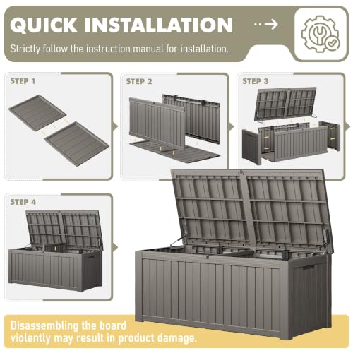 230 Gallon Outdoor Storage Box Waterproof Deck Box for Patio (Grey / 230 Gallon)