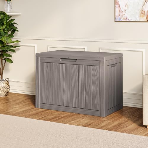 55 Gallon Outdoor Storage Box Waterproof Deck Box for Patio (Grey / 55 Gallon)