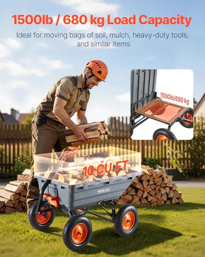 10 Cu.Ft 1500LBS Poly Garden Cart Dump Wagon (Gray)