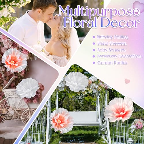 3 Pcs Giant Flowers Decorations for Wedding Backdrop (Flower / White,orange, Flesh Pink)