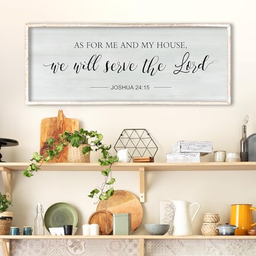 As for Me and My House We Will Serve the Lord Wall Decor 40"×15" White (40"L x 15"W / As for Me and My House (White))
