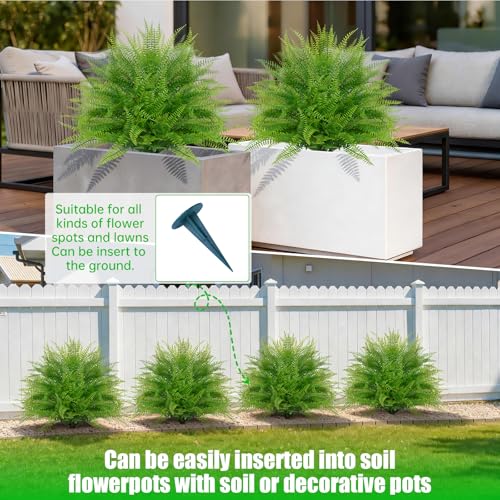 2PCS Faux Fern Topiary Trees with Ground Spike (Boston Fern)