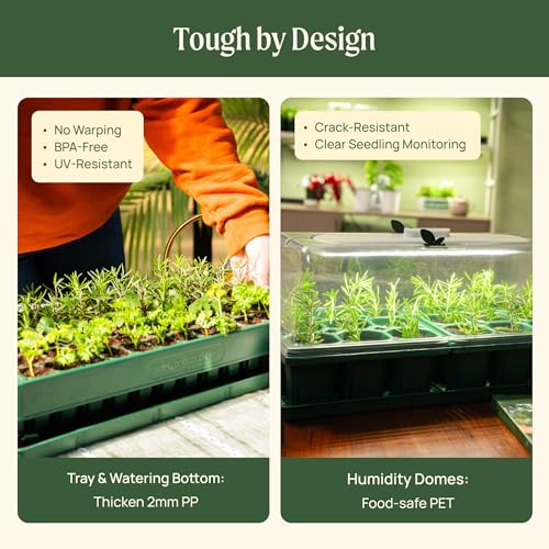 2 Set 76 Cells Seed Starter 10" x 20" Tray Stackable Seedling Starting Germination Trays for Plants Planting Vegetables Herbs Flowers (2 Pack / 76 Cells Stackable Tray)