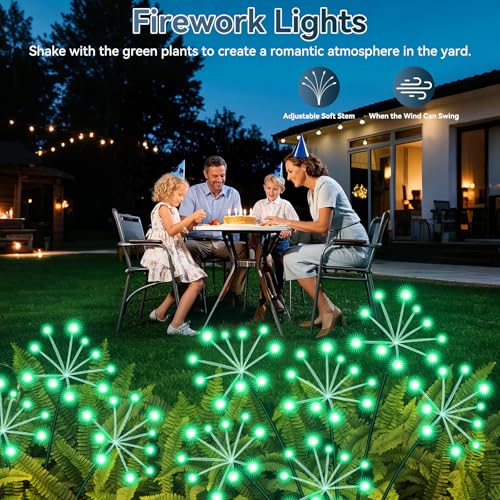Solar Garden Lights 2 Pack Waterproof Swaying Starburst Lights Green (2 Count)
