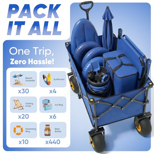Heavy Duty Beach Wagon with 9" Big Sand (Blue&black)