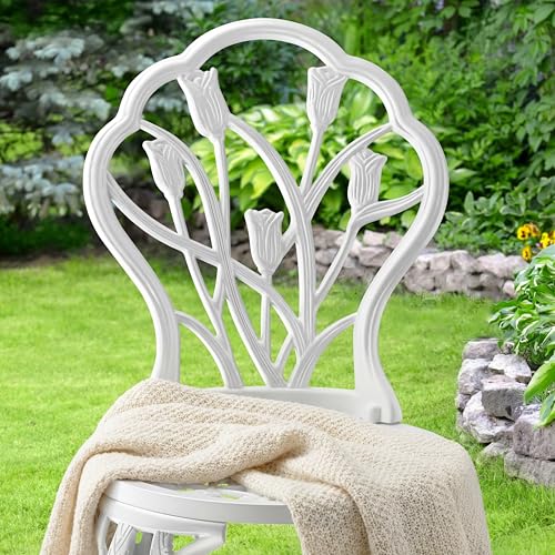 Outdoor Bistro Table and Chairs Set of 2 (Tulip / White)
