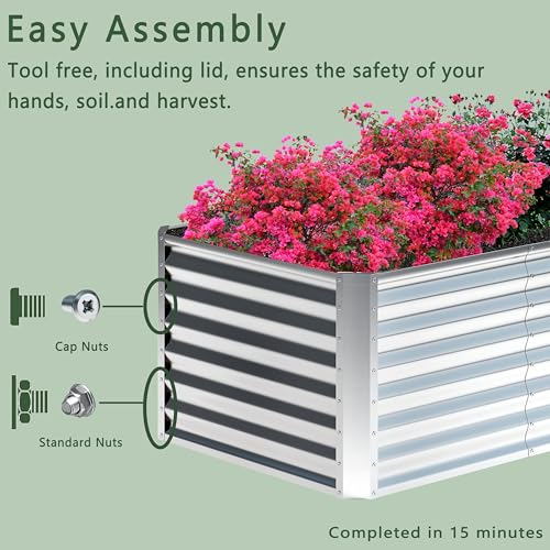 2PCS 8x4x1FT Galvanized Raised Garden Bed (2 Count)