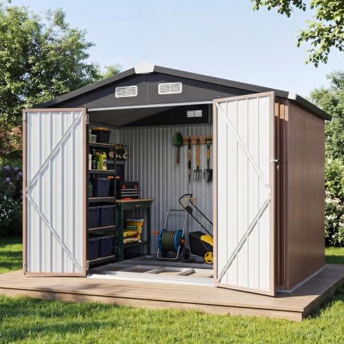 8x6FT Outdoor Storage Shed Brown (Brown / 8' x 6')