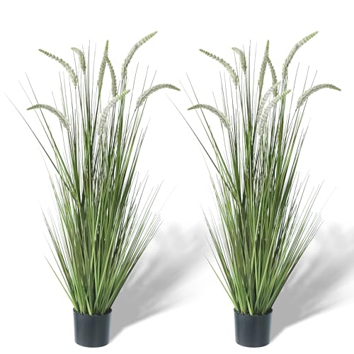 4ft 2 Pack Artificial Faux Veronica Speedwell Grass (White-green)