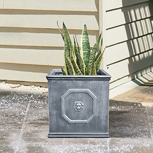 Accent Square Dusty Blue Concrete Planter 12.6" W (Antique Gray / 12.6")