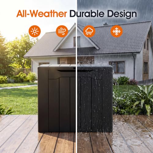 33 Gallon Resin Deck Box Outdoor Storage Boxes (Dark Black / 33 Gallon)
