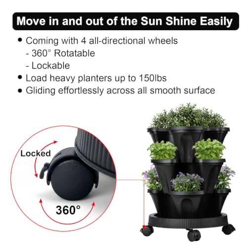 Vertical Planter Tower (Black / 3 Tier)