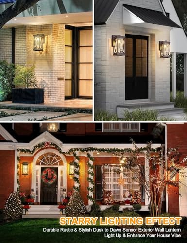 Oil Rubbed Bronze Outdoor Sconce Dusk to Dawn Exterior Light Fixtures Wall Mount Porch Light Modern Outdoor Wall Light Aluminum with Crack (Oil Rubbed Bronze-L)