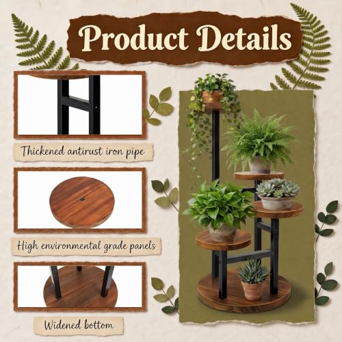 4 Tier Plant Stand Indoor (4 Tier-Brown)