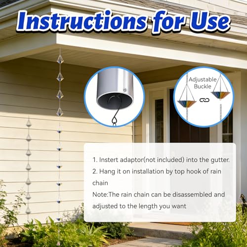 9.6 Ft Rain Chains for Outside with 10 Colorful Cups (Multi)