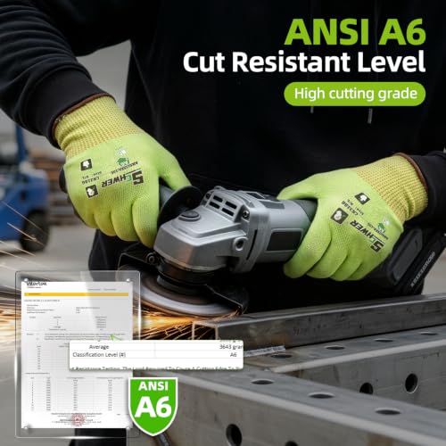 12 Pairs ANSI A6 Cut Resistant Gloves (Yellow / X-Large)