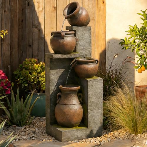 53''H Water Fountain Outdoor Garden Fountain Large (Gray-53''h)