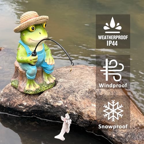 Outdoor Frog Statue Garden Koi Pond Decoration (Fishing Frog Statue)