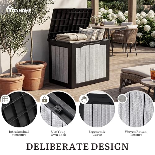 35 Gallon Deck Box (Black & Wood-Grain Gray / 30 Gallon)