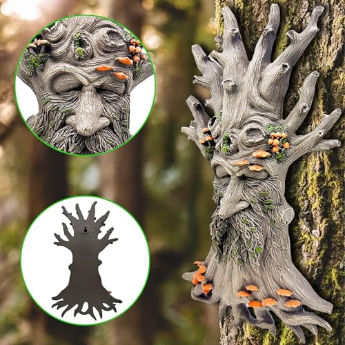12" Real Tree Face Hugger Statue (White Brown)