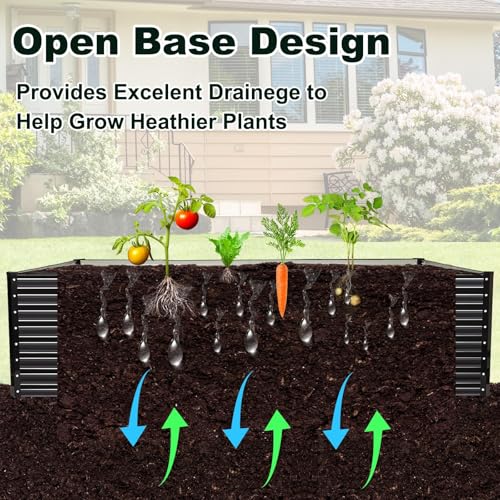 8×4×2ft Galvanized Raised (Black / Rectangle 8×4×2 Ft (1 Pc))