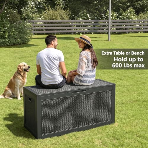 110 Gal Outdoor Storage Box Waterproof (110 Gallon / Dark Black)