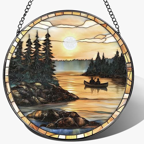 8 Inch Stained Glass Ornament (Canoe Lake Sunset)