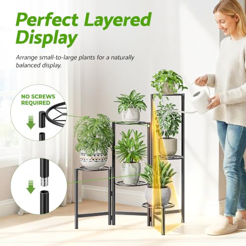 6 Tier Metal Plant Stands Outdoor Indoor (BlackDiamond / 6-tiers)
