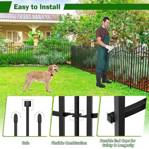 Garden Metal Fence 32" H x 22.5'L Decorative Dog Outdoor Yard Panels (32 in(H))