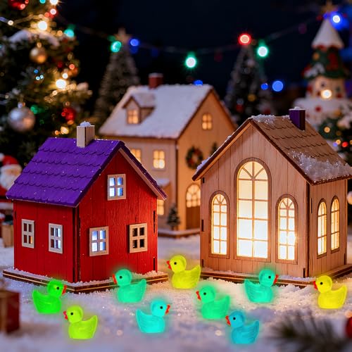 280PCS 18 Colors Luminous Mini Resin Ducks Glow in The Dark Tiny Ducks Figures to Hide Bulk Plastic Duck Miniature for Dollhouse Micro Landscape Aquarium Potted Cake Decor DIY Craft Gifts Party Favors (280pcs-colorful Ducks)