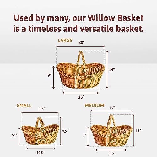 Small Light Brown Hand Woven Wicker Basket for Storage with Handles (Small (Pack of 16) / Picnic Basket Light Brown)