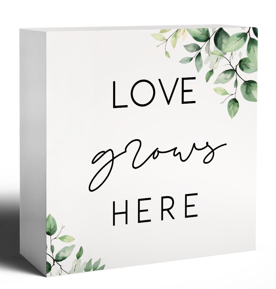 Love Grows Here Funny Bathroom Wooden Box Sign (R)