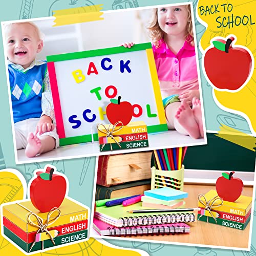 4 Pcs Back to School Table Decorations Wooden Apple Tiered Tray (School)