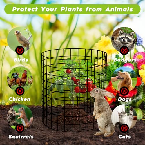 10 Pack Plant Protectors from Animals Wire Plant Protector Cage to Keep Animals Out with Zip Ties & Stakes