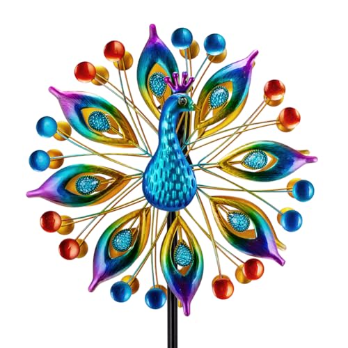 Peacock Outdoor Wind Spinner (Yellow)